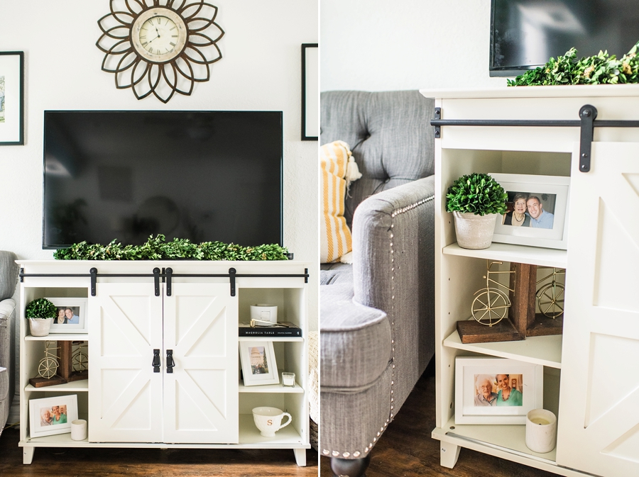 Why You Should Print Your Photos | TV stand with decor and frames