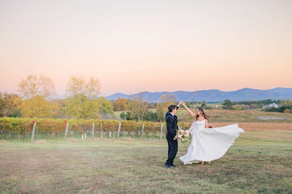 An Orange and Pink Fall Crosskeys Vineyards Virginia Wedding