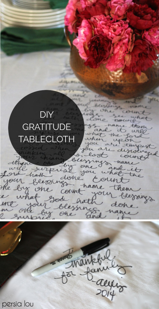 diy gratitude tablecloth