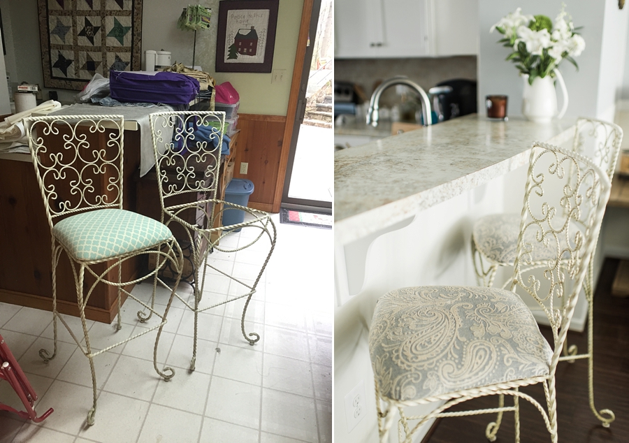 DIY Reupholstery Yard sale Bar Stools