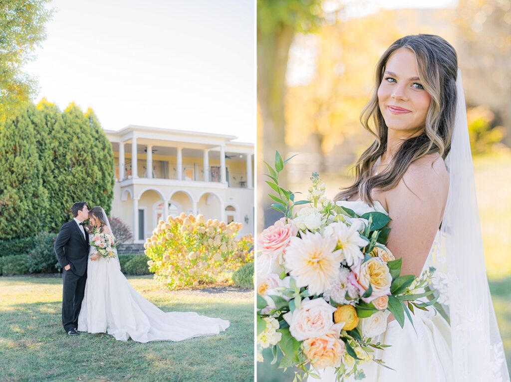 An Orange and Pink Fall Crosskeys Vineyards Virginia Wedding