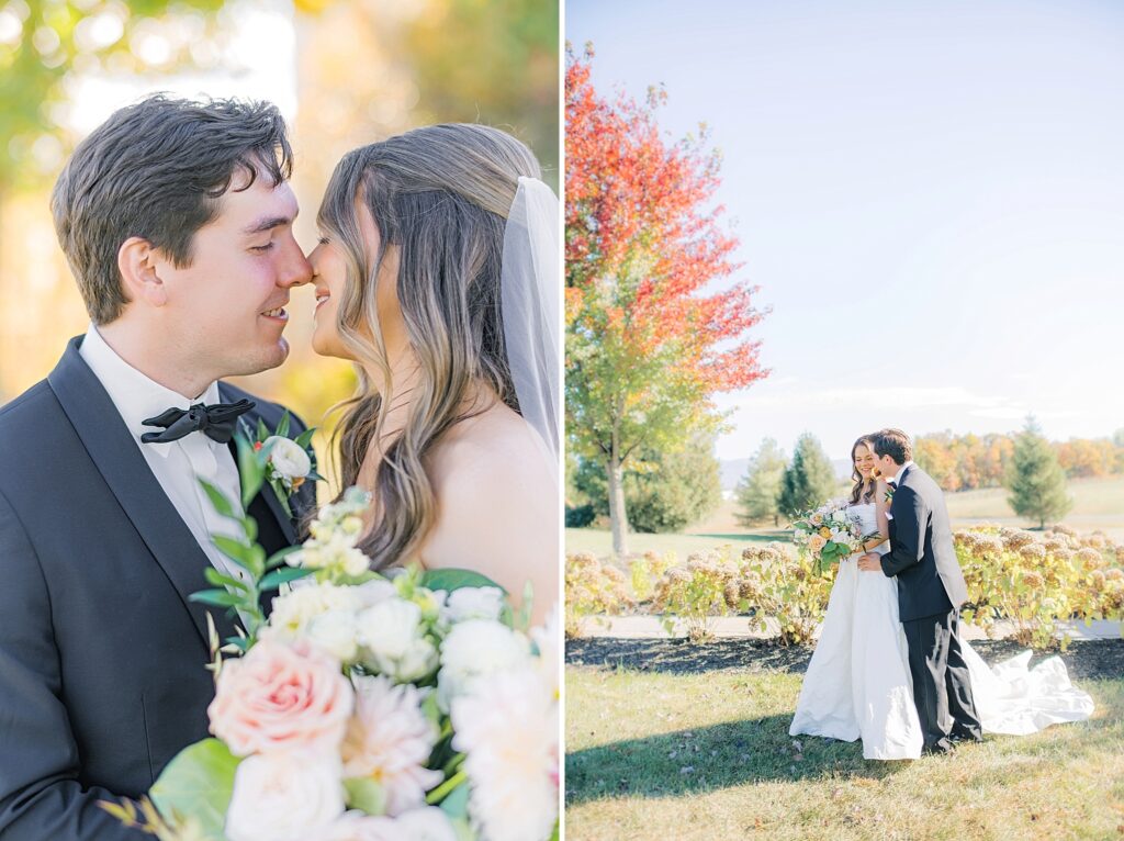 An Orange and Pink Fall Crosskeys Vineyards Virginia Wedding