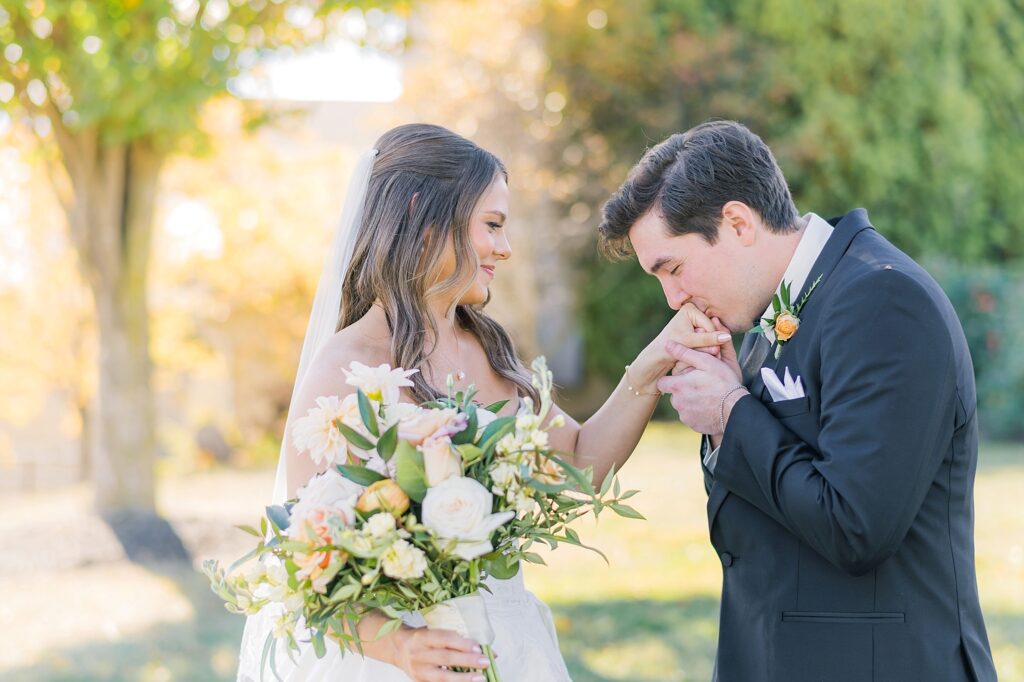 An Orange and Pink Fall Crosskeys Vineyards Virginia Wedding