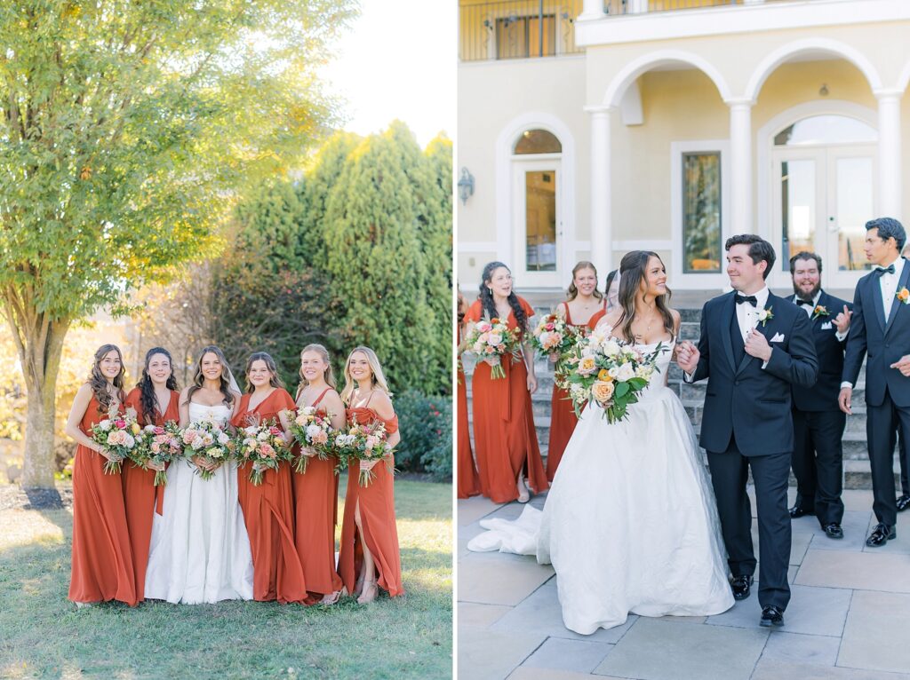 An Orange and Pink Fall Crosskeys Vineyards Virginia Wedding