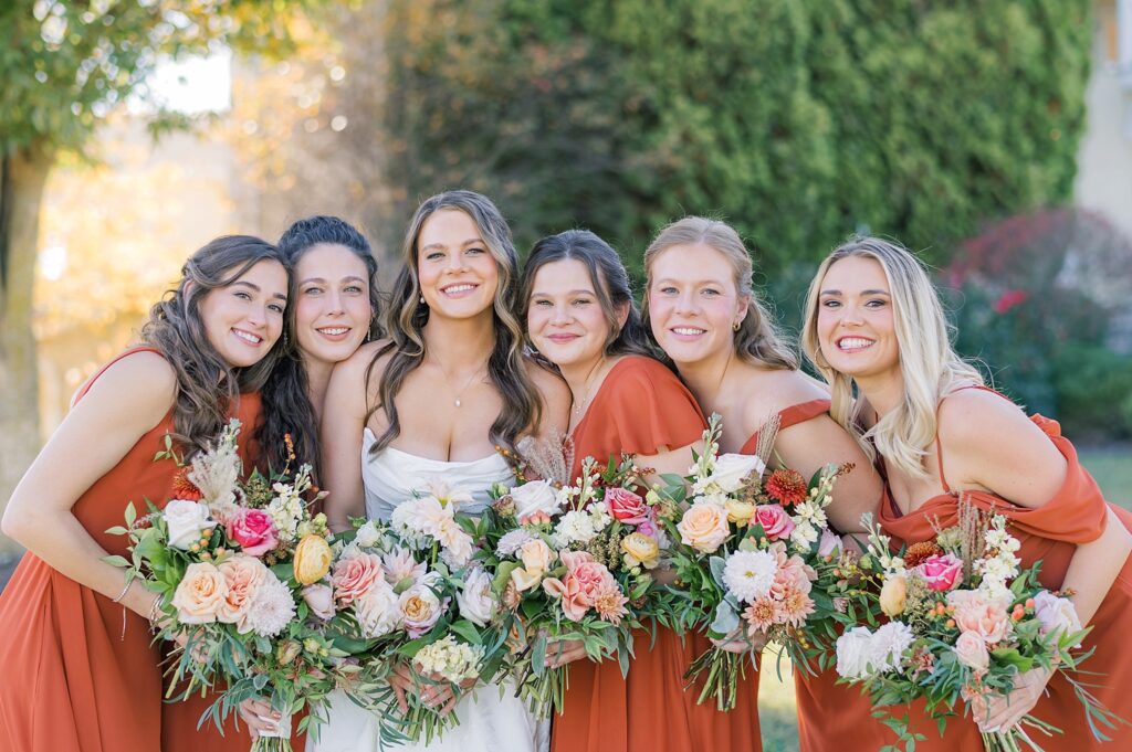 An Orange and Pink Fall Crosskeys Vineyards Virginia Wedding