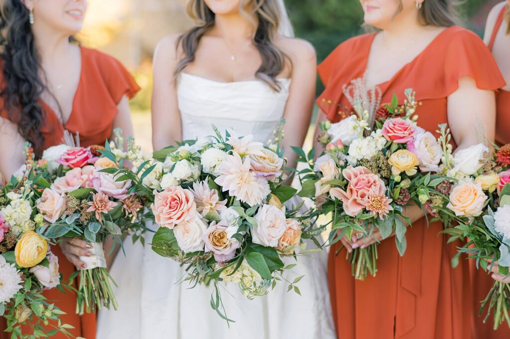 An Orange and Pink Fall Crosskeys Vineyards Virginia Wedding