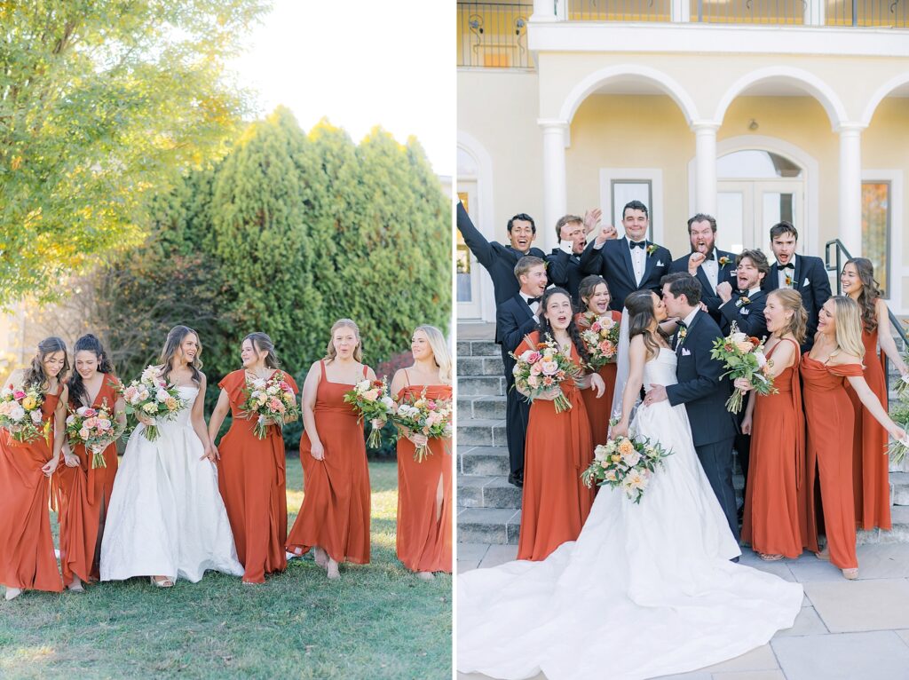 An Orange and Pink Fall Crosskeys Vineyards Virginia Wedding