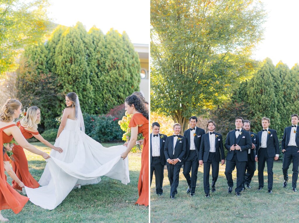 An Orange and Pink Fall Crosskeys Vineyards Virginia Wedding