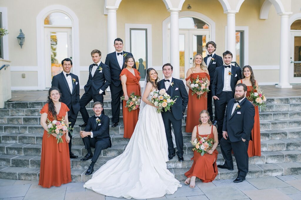 An Orange and Pink Fall Crosskeys Vineyards Virginia Wedding