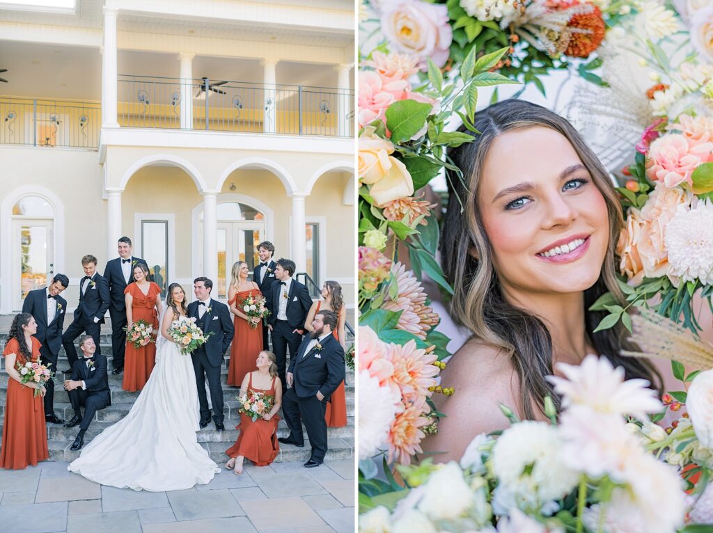 An Orange and Pink Fall Crosskeys Vineyards Virginia Wedding