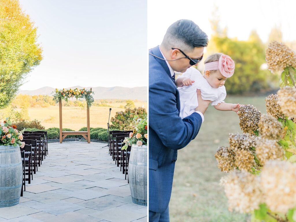 An Orange and Pink Fall Crosskeys Vineyards Virginia Wedding