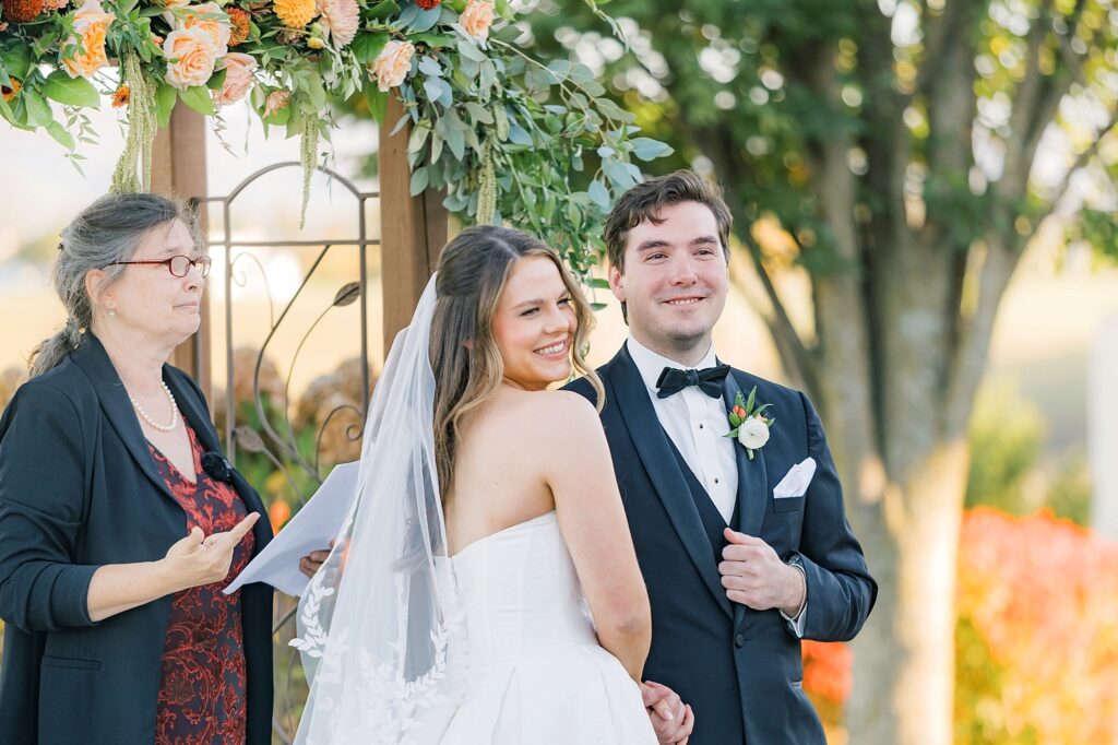 An Orange and Pink Fall Crosskeys Vineyards Virginia Wedding