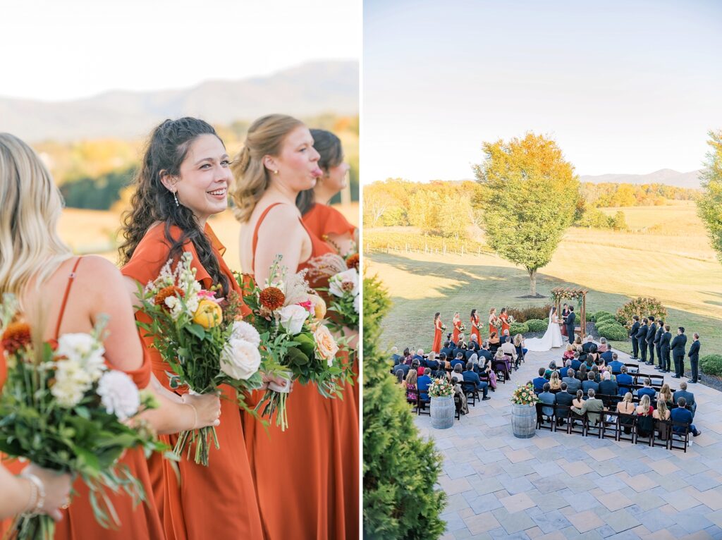 An Orange and Pink Fall Crosskeys Vineyards Virginia Wedding