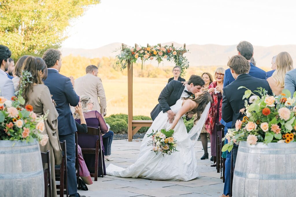 An Orange and Pink Fall Crosskeys Vineyards Virginia Wedding