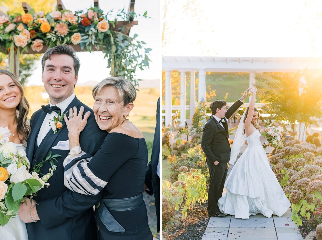 An Orange and Pink Fall Crosskeys Vineyards Virginia Wedding