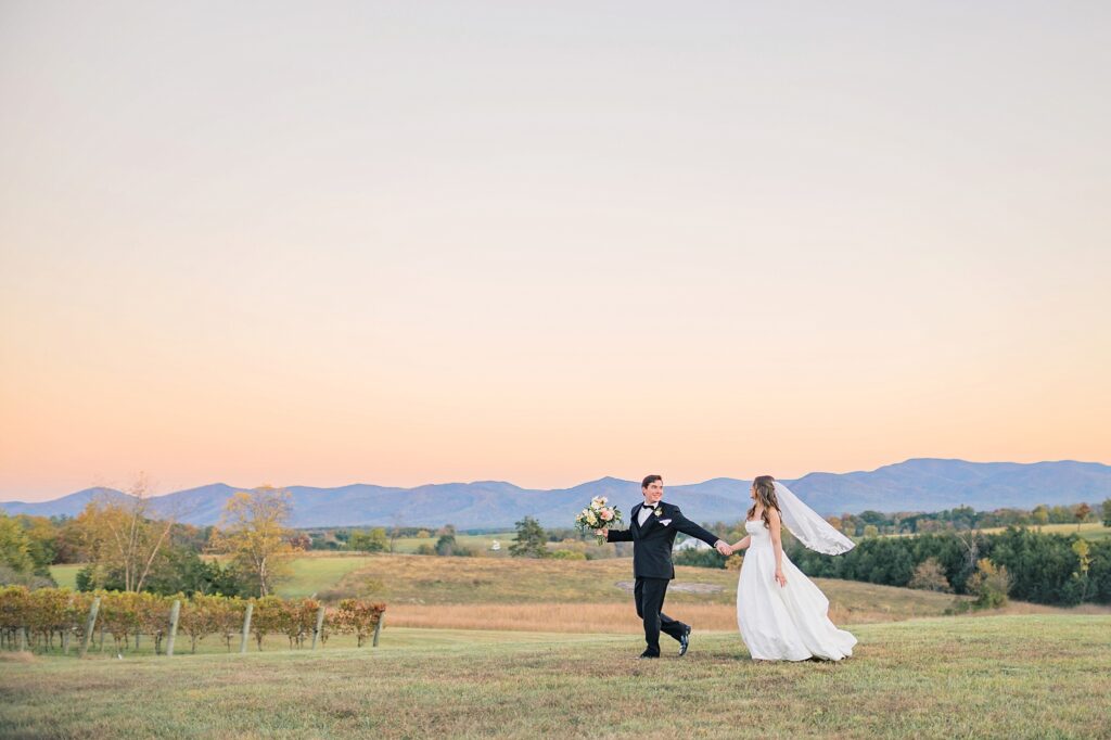 An Orange and Pink Fall Crosskeys Vineyards Virginia Wedding