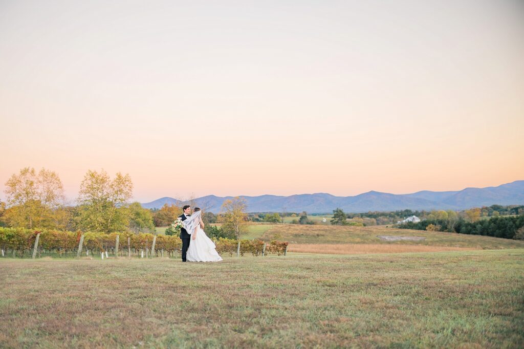 An Orange and Pink Fall Crosskeys Vineyards Virginia Wedding
