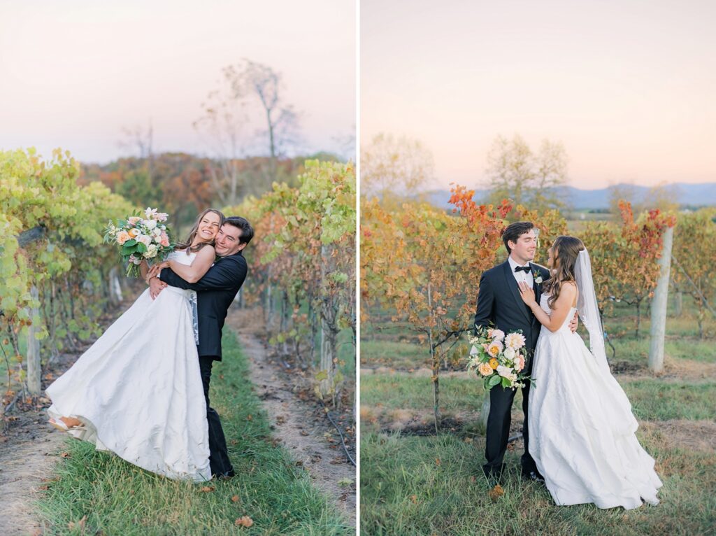 An Orange and Pink Fall Crosskeys Vineyards Virginia Wedding