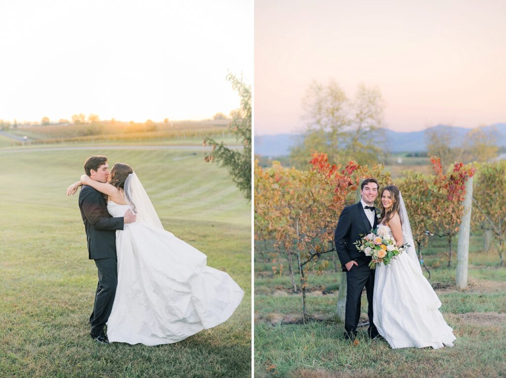 An Orange and Pink Fall Crosskeys Vineyards Virginia Wedding