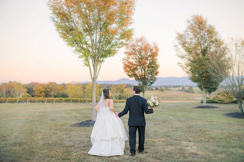 An Orange and Pink Fall Crosskeys Vineyards Virginia Wedding