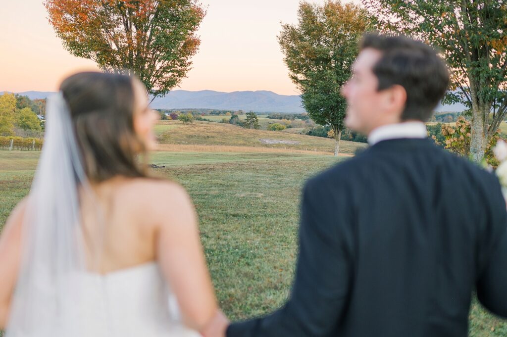 An Orange and Pink Fall Crosskeys Vineyards Virginia Wedding